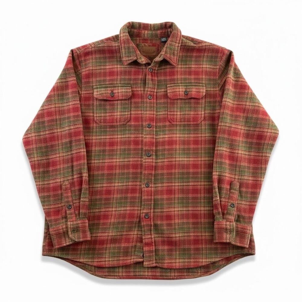Orvis Men's XXL Heavyweight Flannel Shirt Red Green Plaid 100% Cotton Shacket